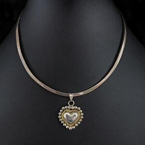 Mexican Sterling Silver Heart Necklace – Vintage Puffy Heart Pendant